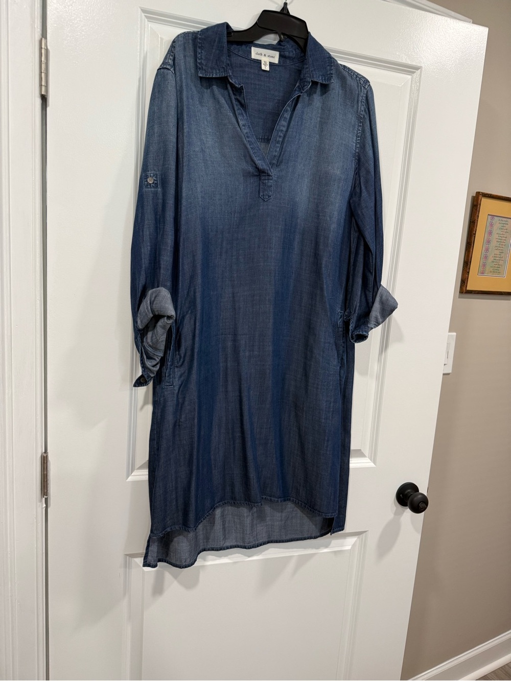 Cloth and Stone Denim Dress with pockets.